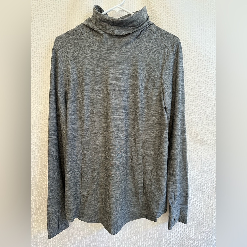 DULUTH TRADING CO Gray Cowl Neck Hooded Long Sleeve Tunic Top Size Medium